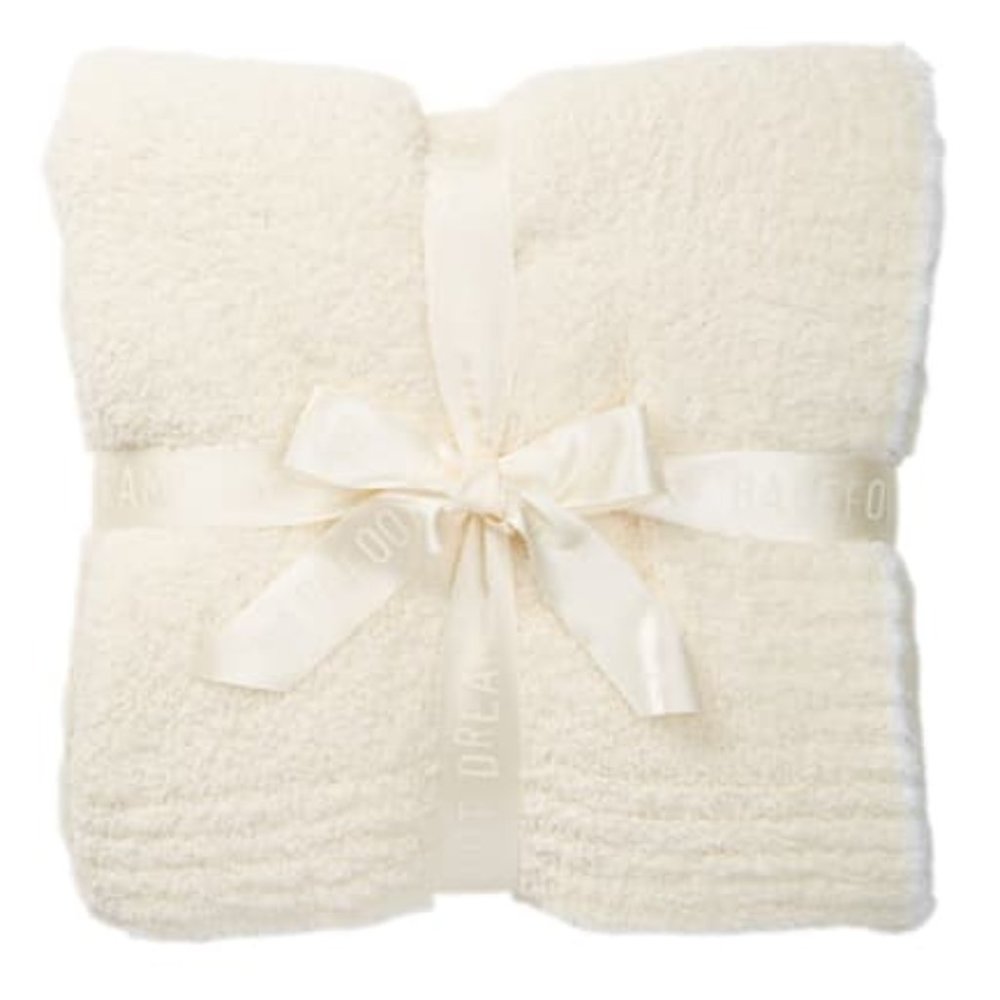 Barefoot Dreams CozyChic Trimmed Throw Cream Stone